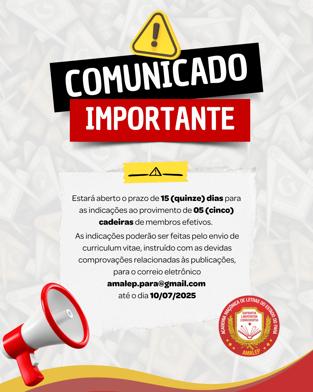 Edital de indicação de membros efetivos para AMALEP - 2025