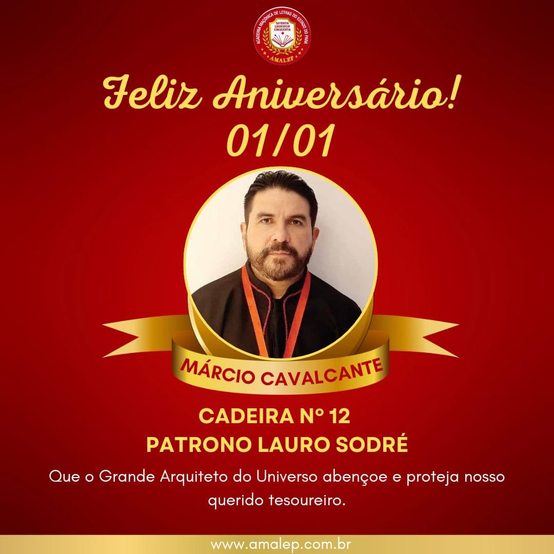 Parabéns ao nosso irmão e tesoureiro Márcio Cavalcante pelo transcurso de seu aniversário.